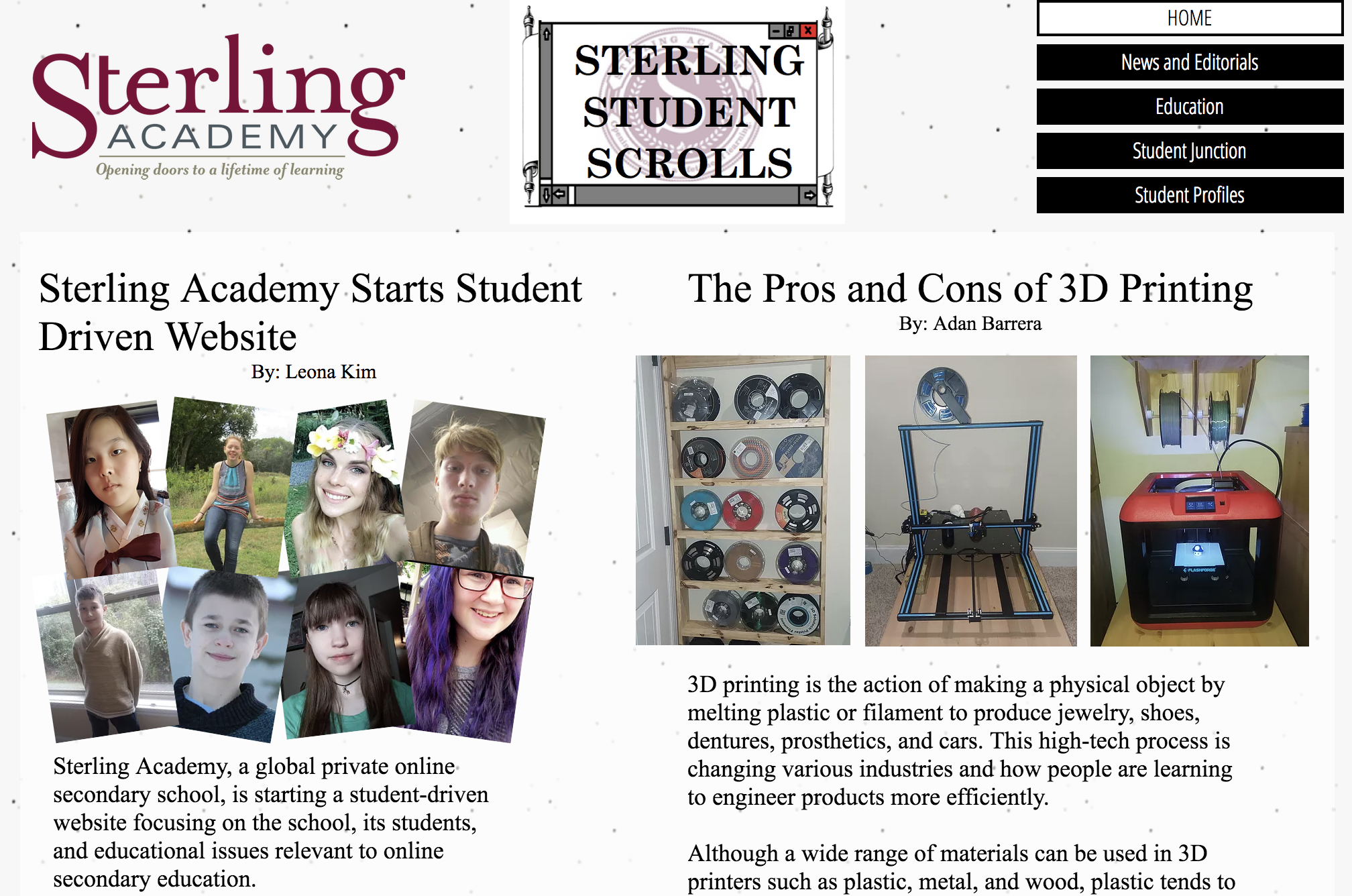 Sterling Student Scrolls sample