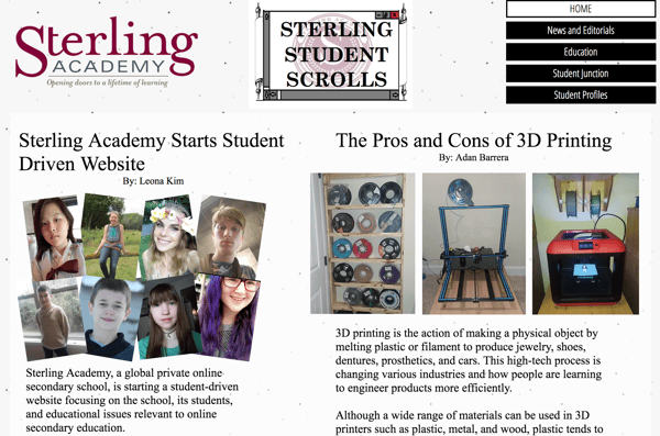 Sterling Student Scrolls sample